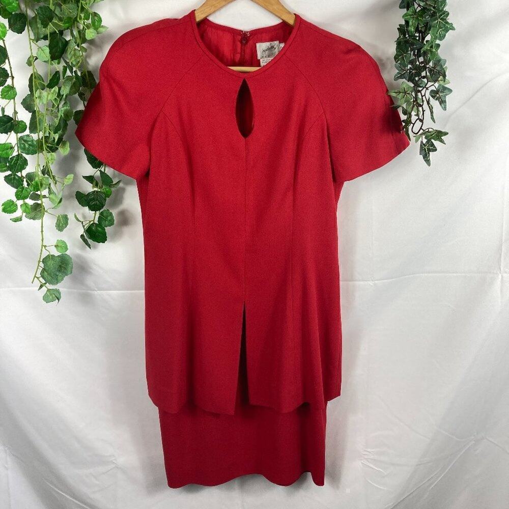 jacqueline ferrar vintage red dress 4P